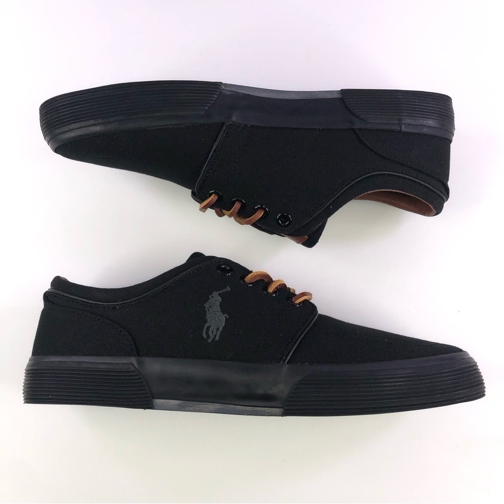 POLO Ralph Lauren Canvas Faxon Low-Top Sneakers Men's Shoes 8 D  Black - Picture 2 of 9
